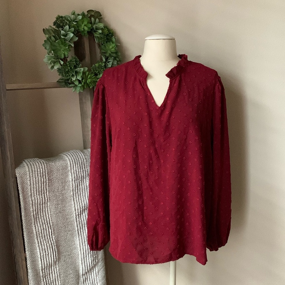 SHEIN Curve Swiss dot blouse